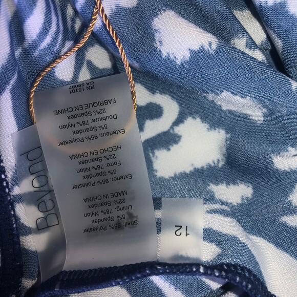 BEYOND CONTROL Retail $147 Blue Animal Haven Tankini High Waist Bottom Size 12 - Picture 7 of 7